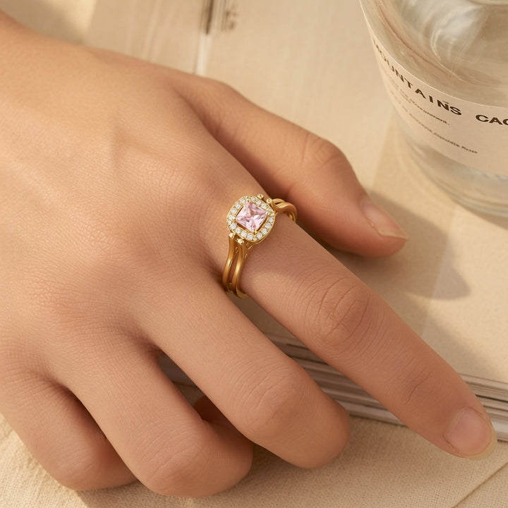 Reversible Double Loop Zircon Ring