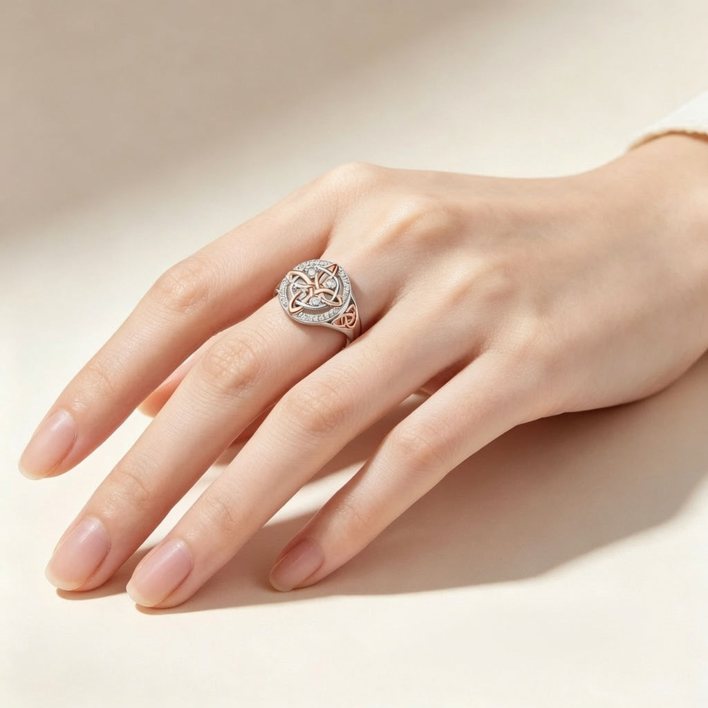 Vintage Celtic Knot Zircon Ring