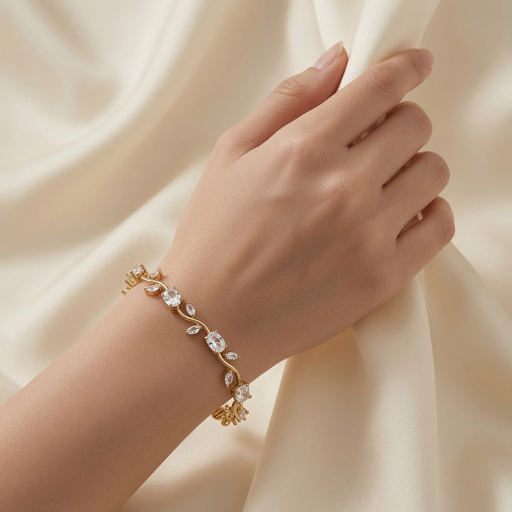 Crystal Leaf Vine Bracelet