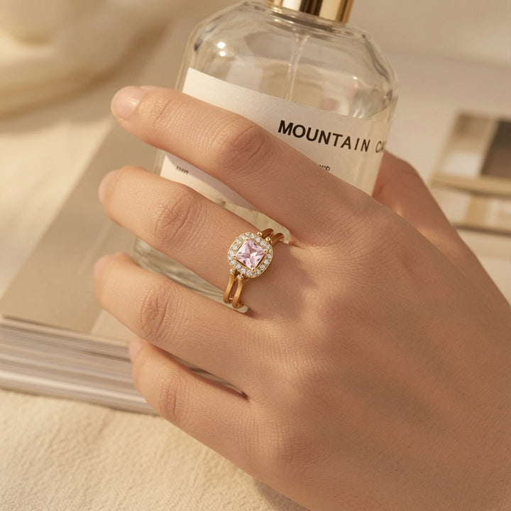 Reversible Double Loop Zircon Ring