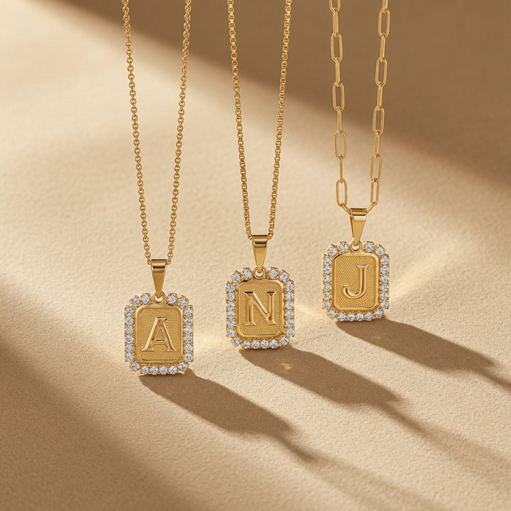 Gold Paperclip Initial Necklace