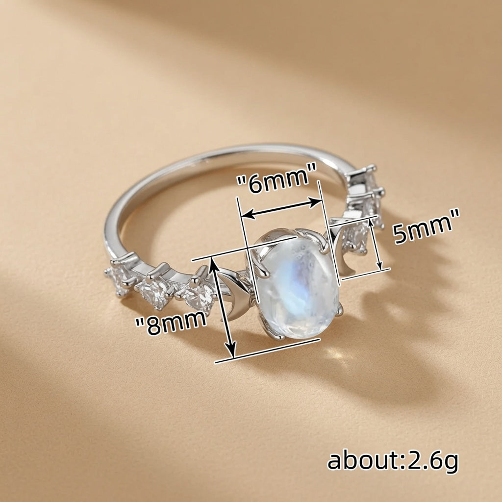 Dreamy Opal Crescent Ring