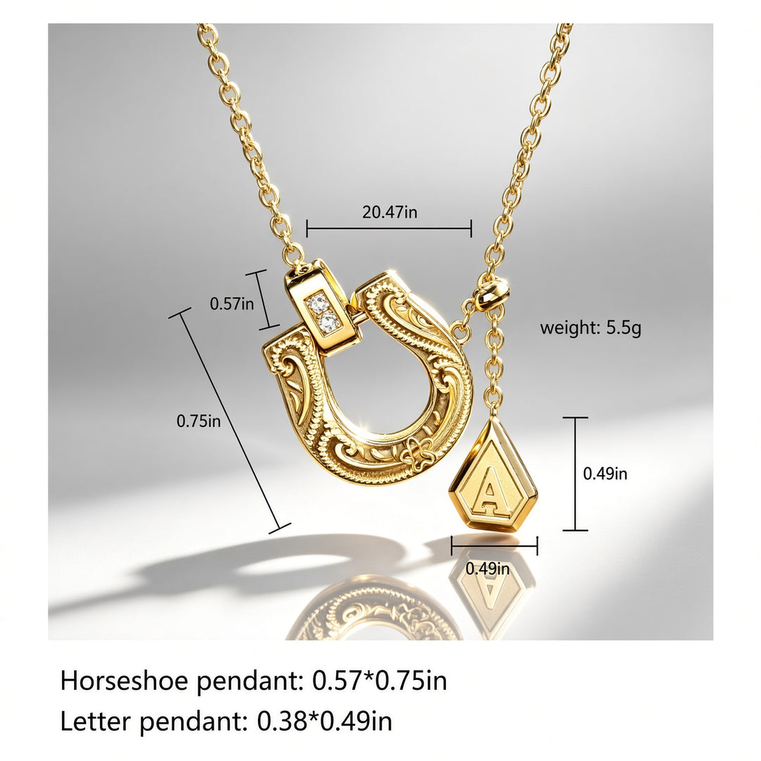 Fortuna Gold Horseshoe Initial Necklace