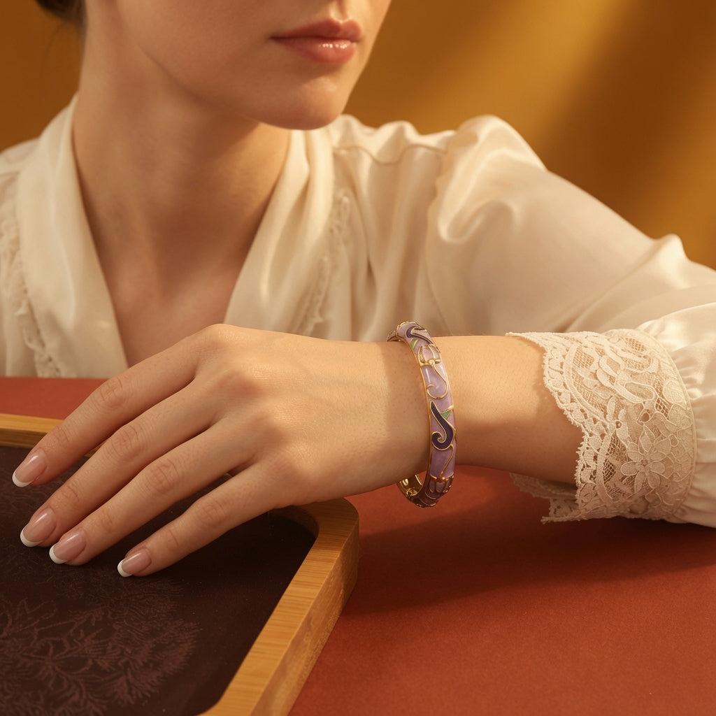 Vintage Enamel Floral Bangle