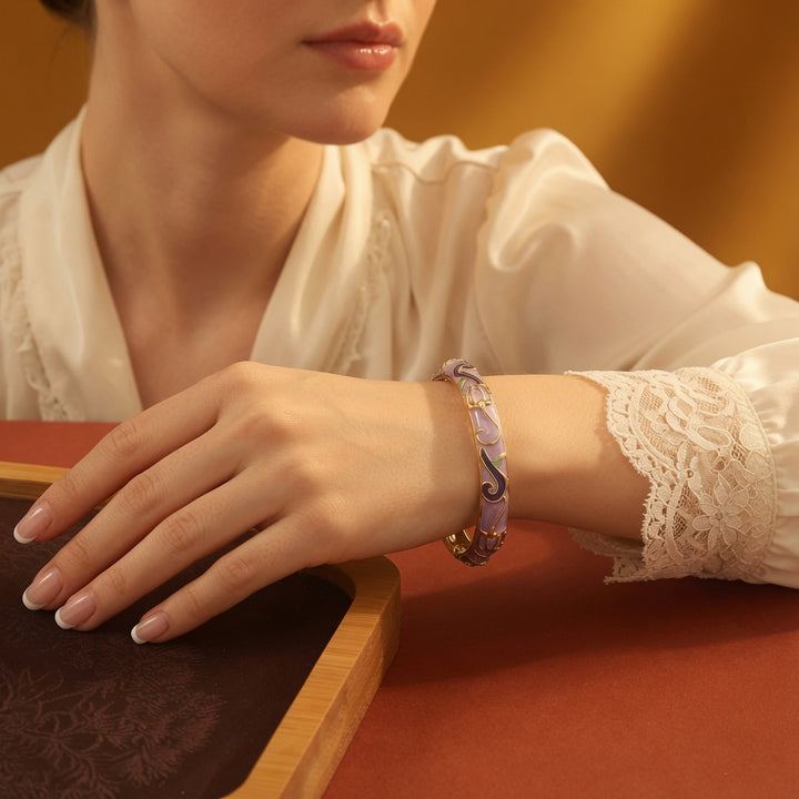 Vintage Enamel Floral Bangle