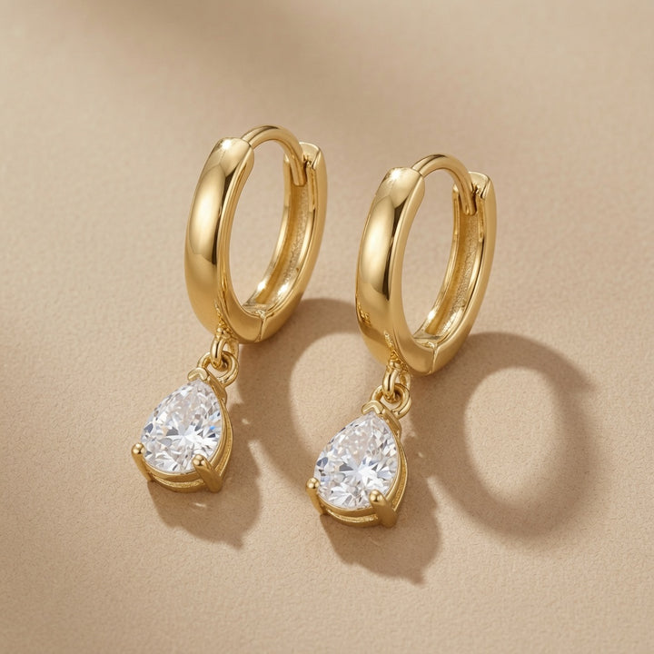 Teardrop Zircon Hoop Earrings