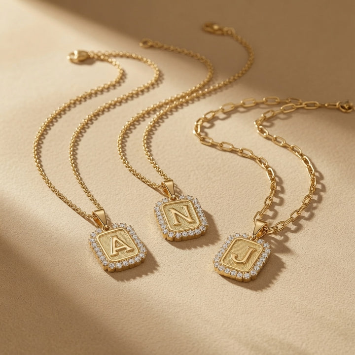 Gold Paperclip Initial Necklace