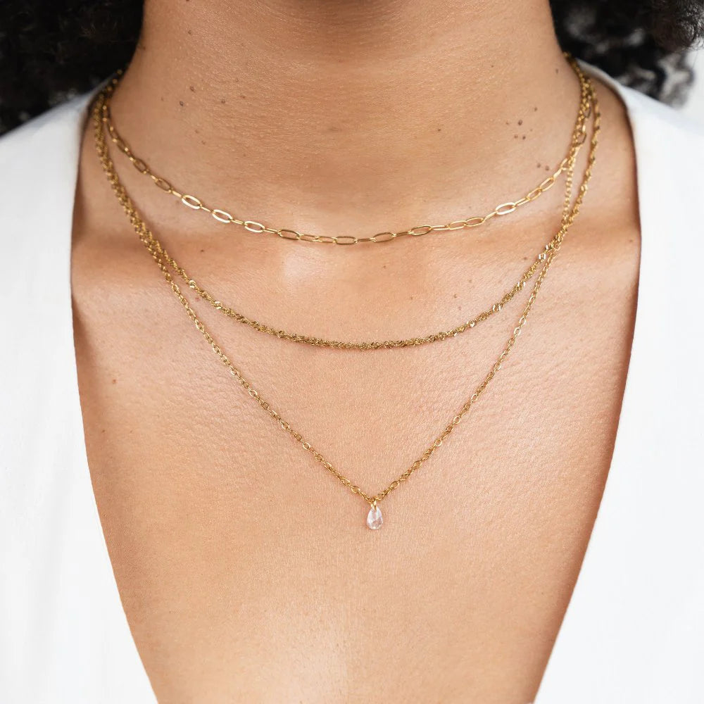 Layered Chain Necklace with Pendant