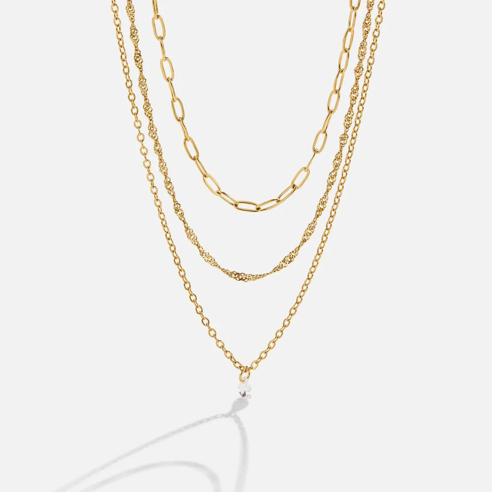 Layered Chain Necklace with Pendant
