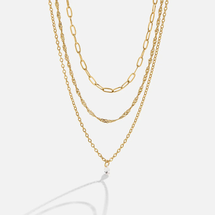 Layered Chain Necklace with Pendant