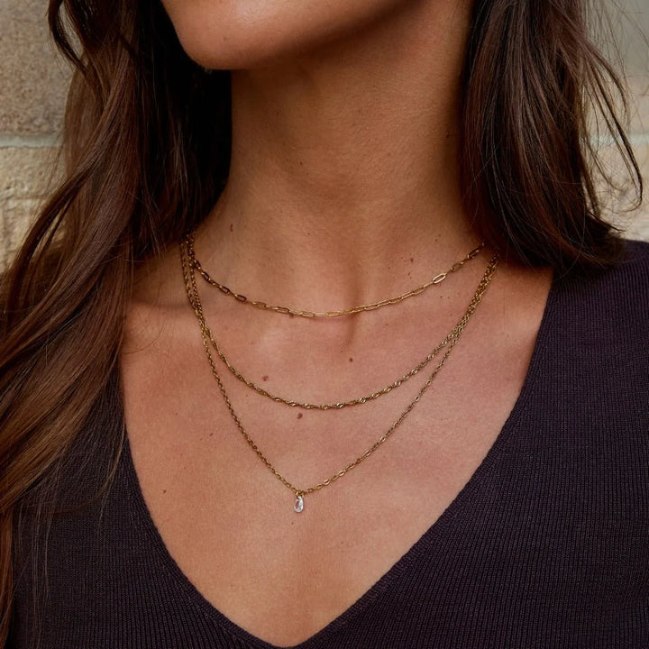Layered Chain Necklace with Pendant