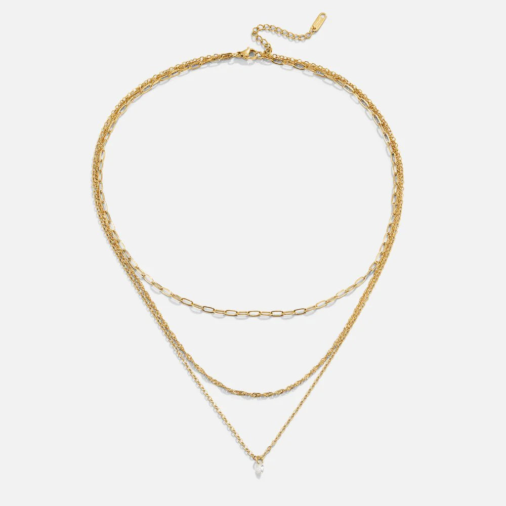 Layered Chain Necklace with Pendant