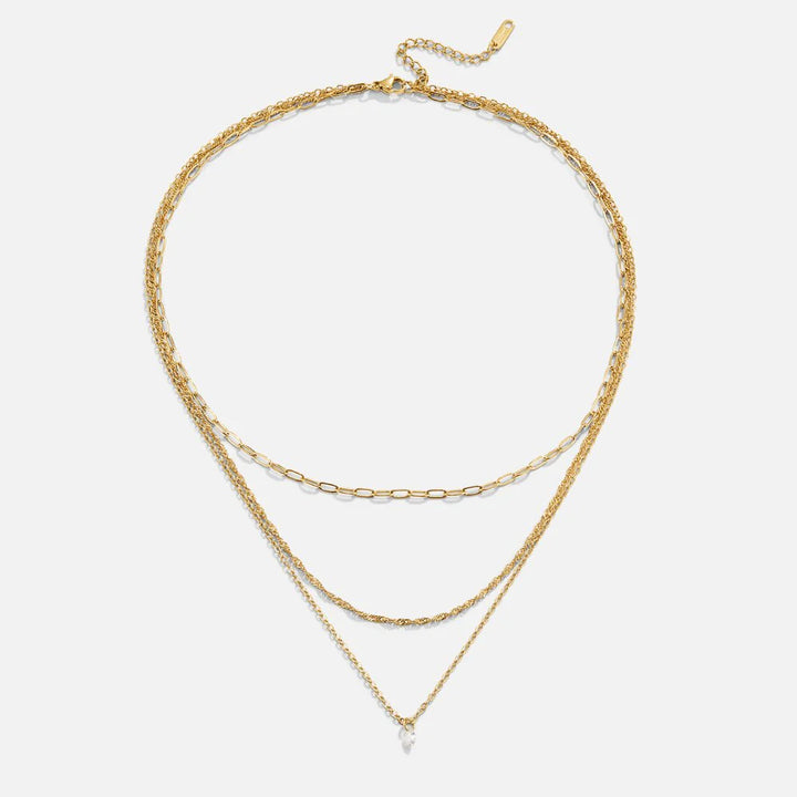 Layered Chain Necklace with Pendant