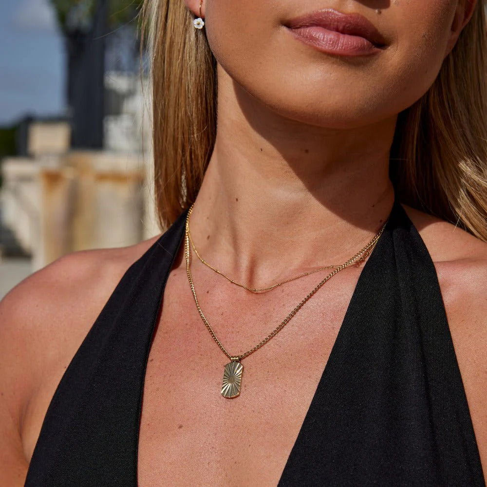 Sunburst Gold Pendant Necklace