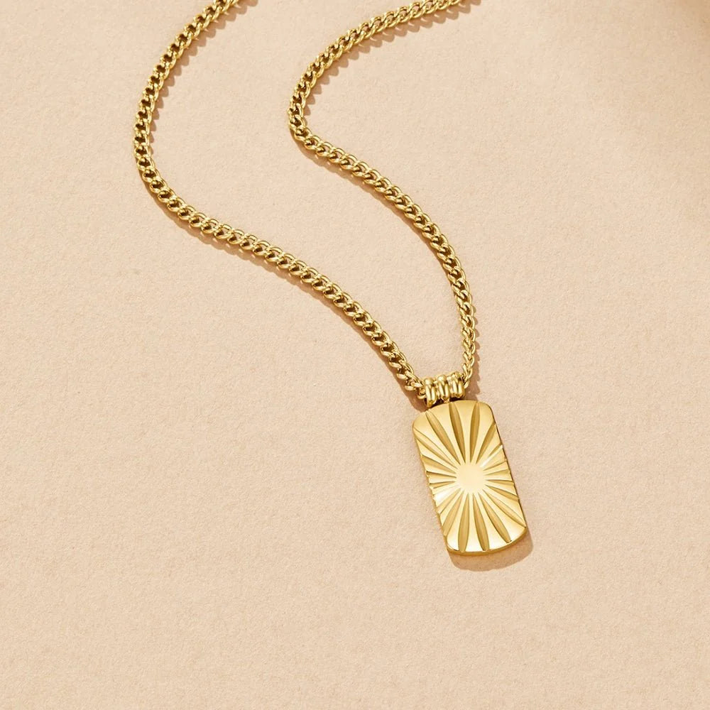 Sunburst Gold Pendant Necklace