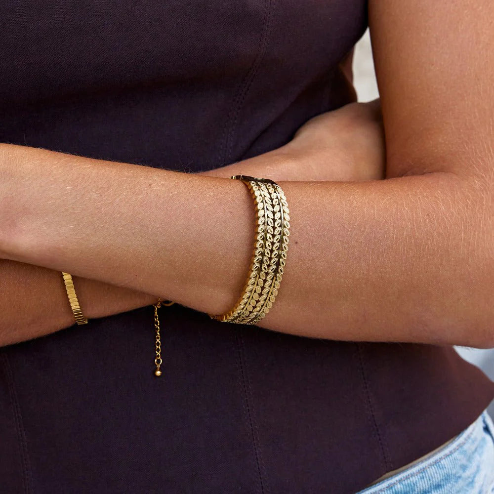 Golden Leaf Cuff Bracelet