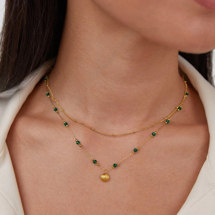 Green Crystal Shell Necklace