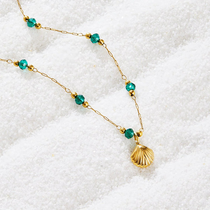 Green Crystal Shell Necklace
