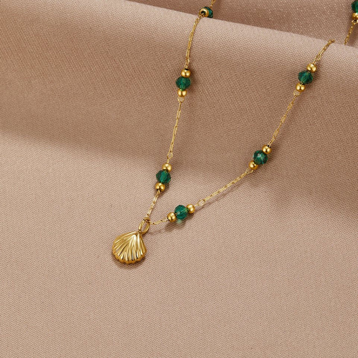 Green Crystal Shell Necklace