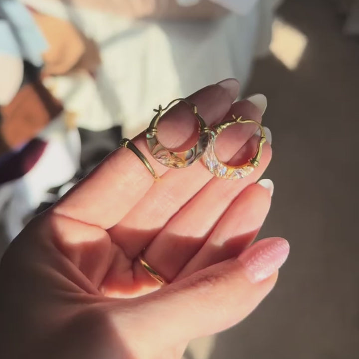 Abalone Shell Gold Hoop Earrings