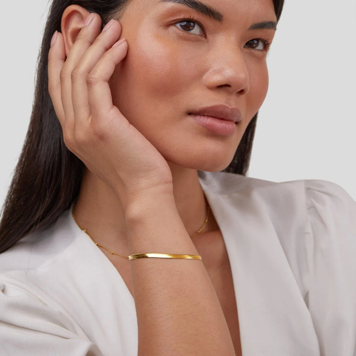 Gold Herringbone Snake Chain Bracelet