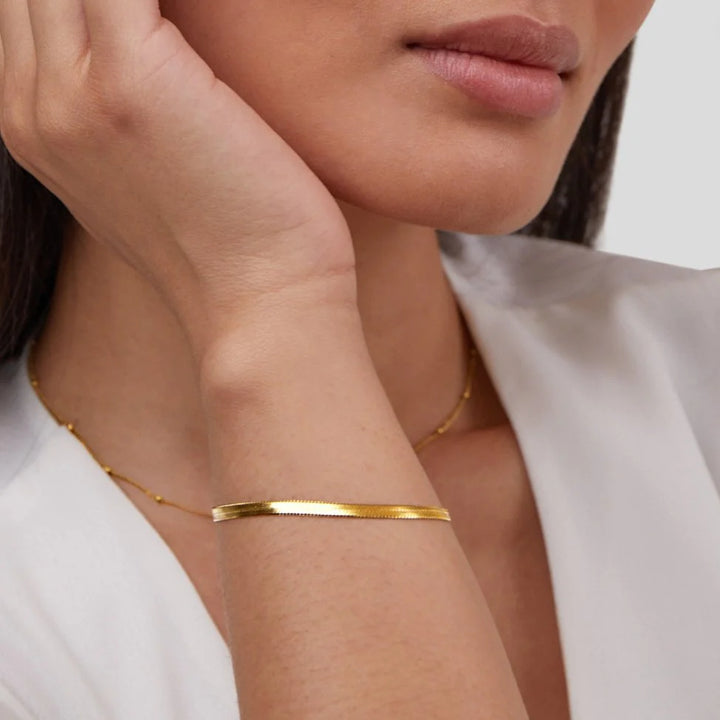 Gold Herringbone Snake Chain Bracelet