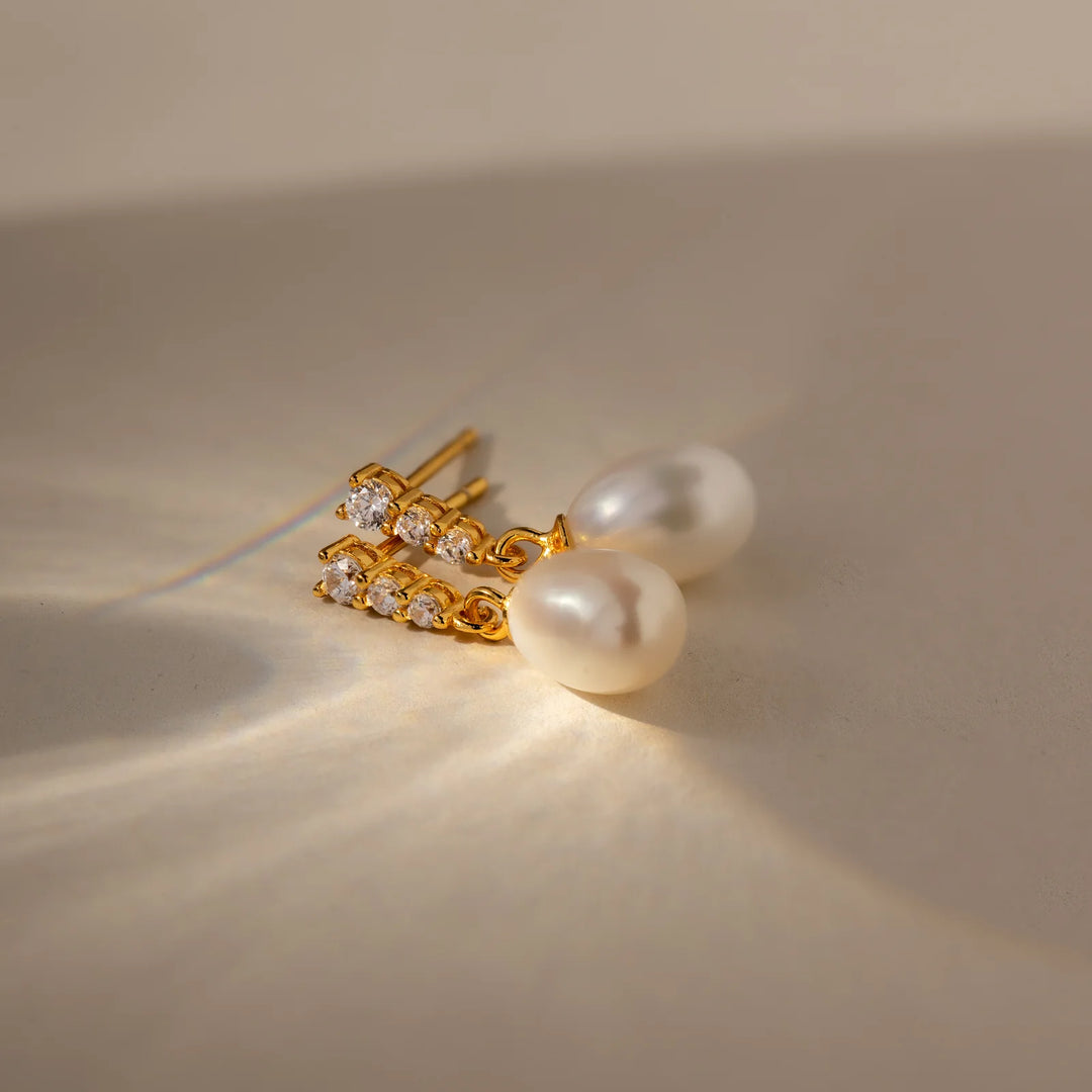 Pearl Drop Crystal Earrings
