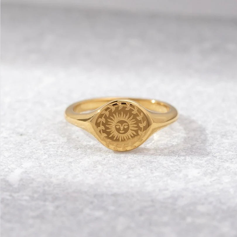 Sun Signet Gold Ring