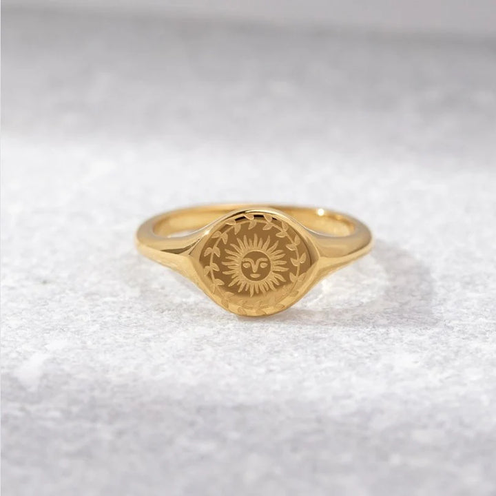 Sun Signet Gold Ring