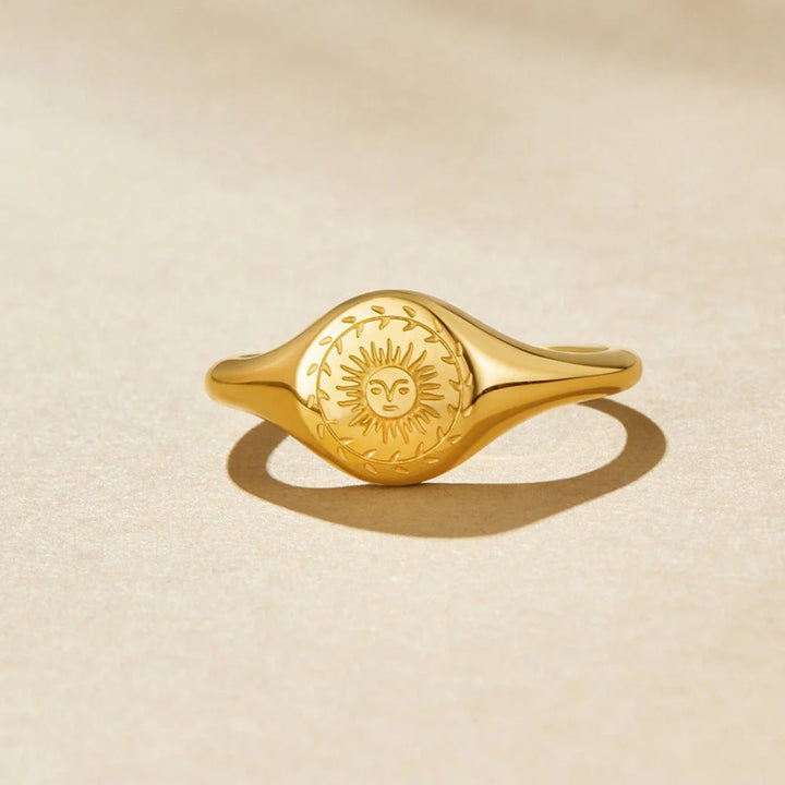 Sun Signet Gold Ring