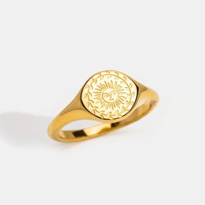 Sun Signet Gold Ring