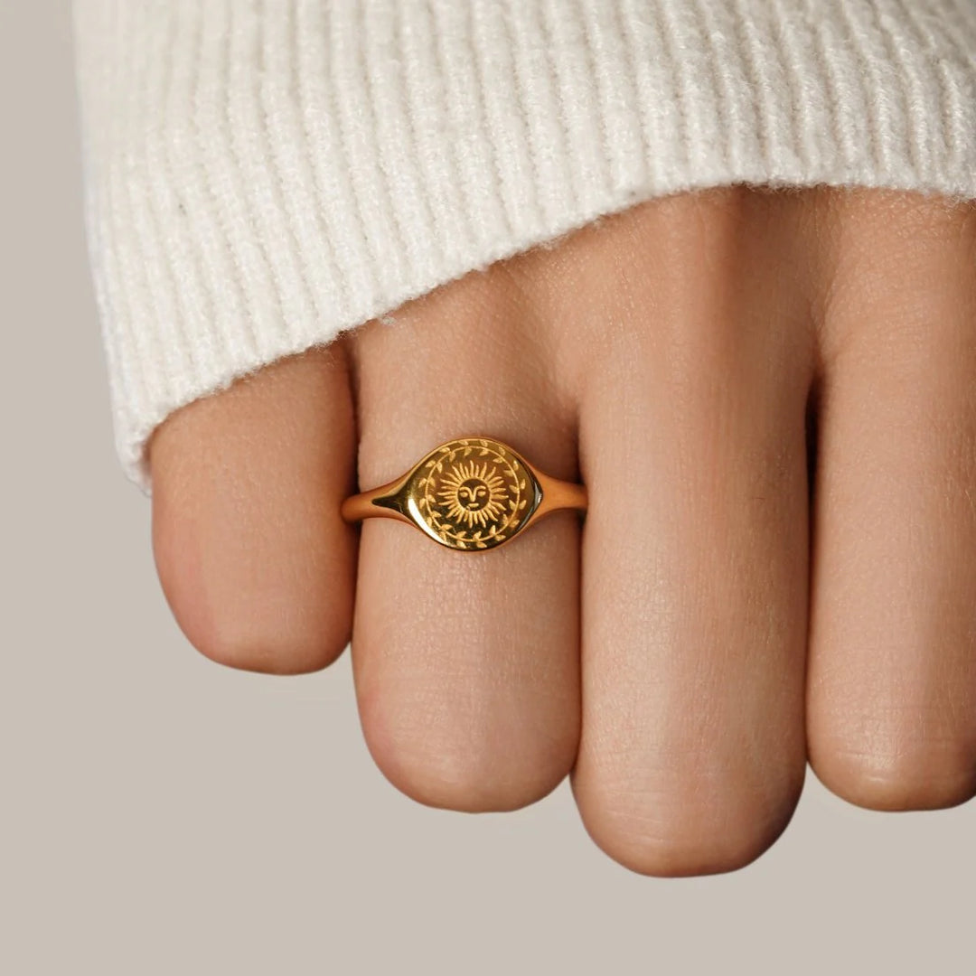 Sun Signet Gold Ring