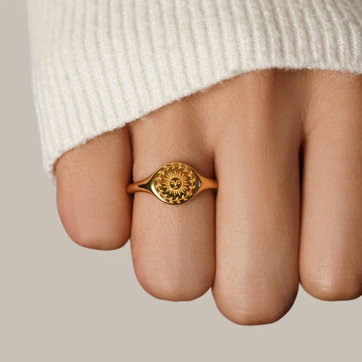 Sun Signet Gold Ring