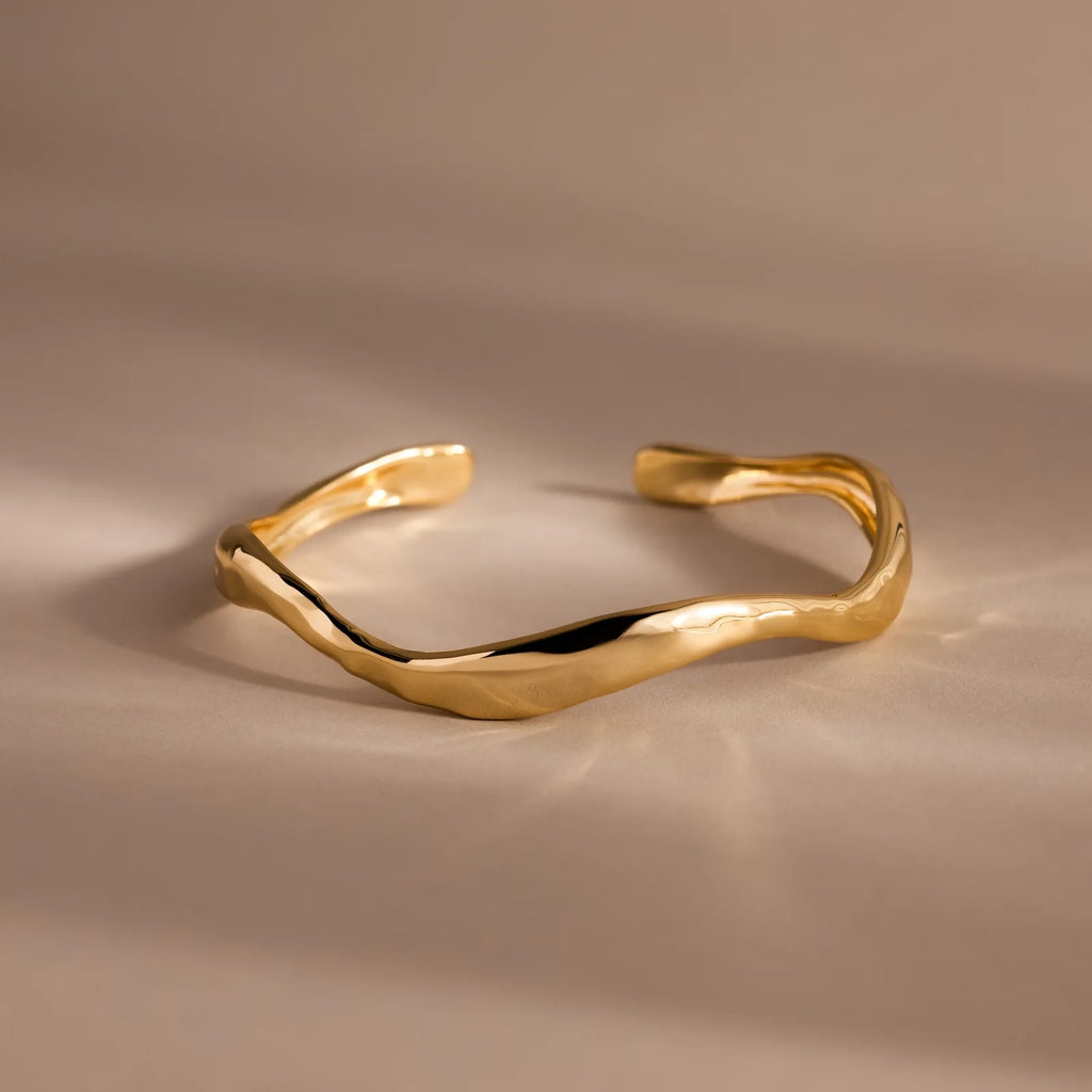 Sculpted Gold Wave Bangle