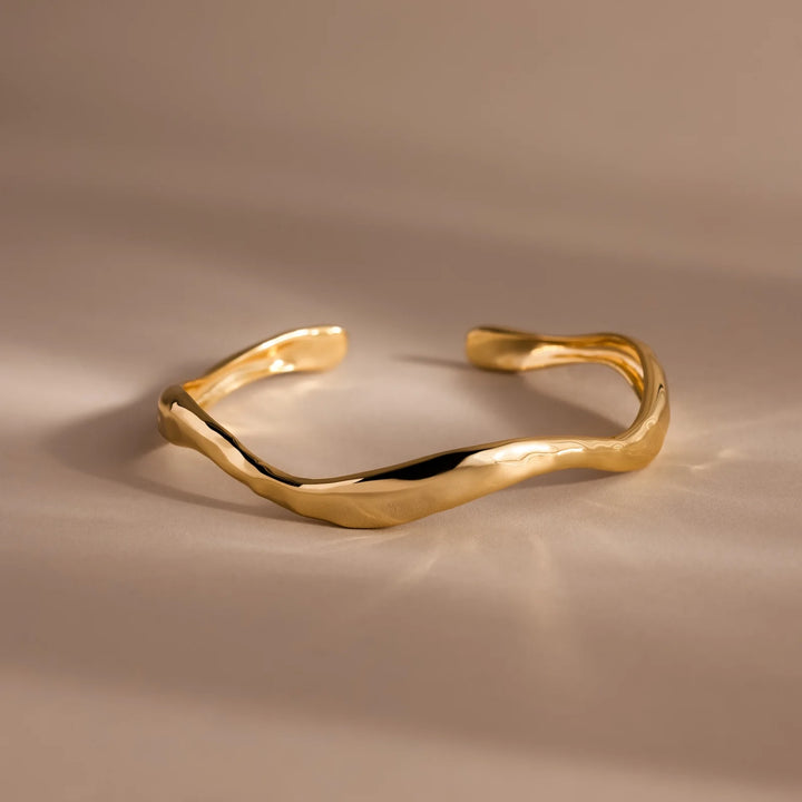 Sculpted Gold Wave Bangle