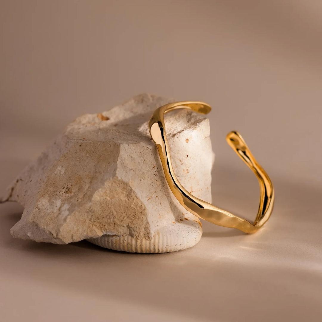 Sculpted Gold Wave Bangle