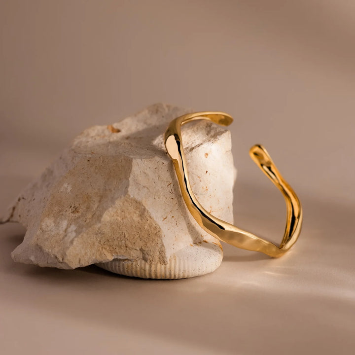 Sculpted Gold Wave Bangle