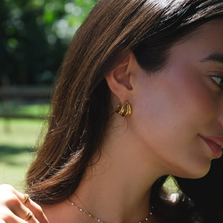 Gold Sculptural Twist Hoop Earrings